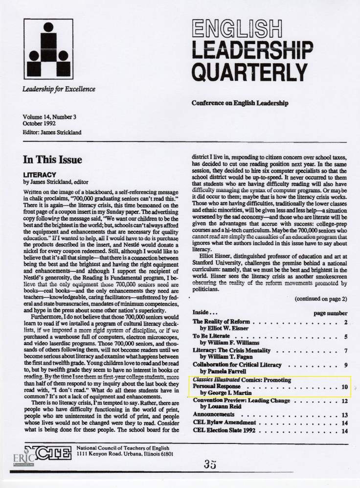 English Leadership Quarterly Ocotber 1992 cover